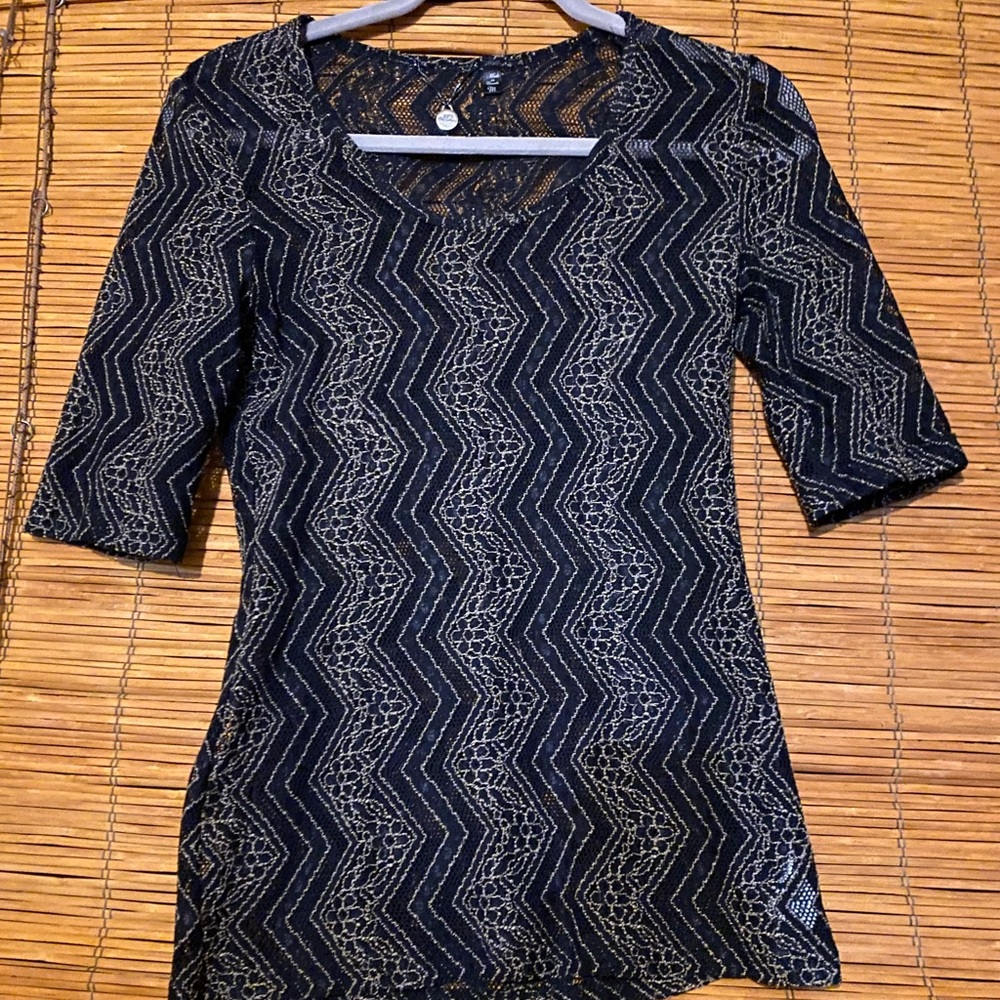 BKE Top navy gold shear
